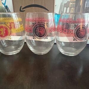 Set of 3 Game of Thrones House Sigil Glasses